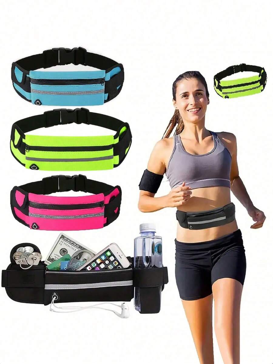 1pc Sports Running Waist Pack, Sports Running Belt With Zipper, High-Elastic Nylon Waist Pack, Solid Color, Multi-Functional Fitness Gear, Water-Resistant With Phone Pocket For Men And Women, Cycling, Hiking, Outdoor Activities Sport Bag For Sports For Fitness For Exercise Travel Bag For Vacation For Women Travel Essential Belt Bag For Running For Hiking - 彩色 - 查看 1
