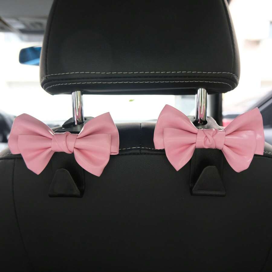 AD High-End Leather Bowknot Multi-Function Car Seat Back Hook, Hanging Organizer - Black Powder - View 1