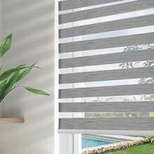 Cordl Zebra Blinds For Windows Dual Layer Free-Stop Zebra Shades Privacy Light Control For Day And Night Light Filtering Sheer Blinds For Indoor Windows Grey 36" W X 75" H - 36 W X 75 H Ready Made - View 1
