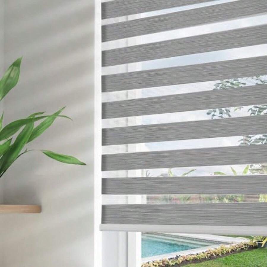 Cordl Zebra Blinds For Windows Dual Layer Free-Stop Zebra Shades Privacy Light Control For Day And Night Light Filtering Sheer Blinds For Indoor Windows Grey 36" W X 75" H - 36 W X 75 H Ready Made - View 1