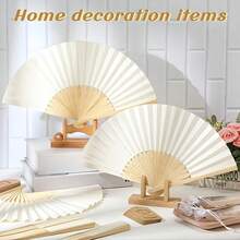 1/2支白色纸扇，婚礼装饰，夏季饰品，节日饰品 - 彩色 - 查看 7