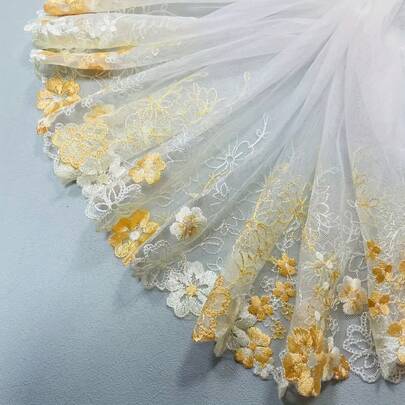1 Yard Exquisite Floral Embroidered Lace, Decorative Trim, Handmade Craft Material, 26cm Wide
