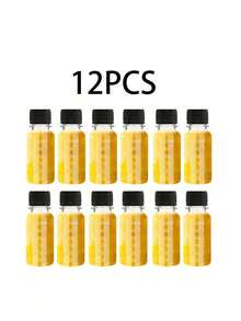 1/6/12 chai nhỏ đựng nước ép gừng, chai thủy tinh trong suốt 2oz có thể tái sử dụng với nắp vặn màu trắng, chống rò rỉ, thích hợp đựng chất lỏng, nước ép, mứt. - màu đen - Xem 14