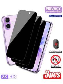 MIGAE Bộ 3 miếng dán kính cường lực bảo vệ toàn màn hình, tương thích với iPhone 17/17 Pro/17 Pro Max/17 Air/16/15/14/13/12/11 Pro/Pro Max Plus, viền đen, chống nhìn trộm. - màu đen - Xem 13
