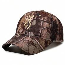 1 pieza Gorra de béisbol de camuflaje con logotipo de ciervo bordado, ajustable para caza al aire libre, pesca, senderismo, adecuada para hombres, sombrero transpirable de protección solar para camping, aventura, deportes y uso casual, accesorio de moda para todas las estaciones, verano, playa, vacaciones - A - Ver 9