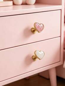 1/2pcs Heart-Shaped Cabinet Door Drawer Wardrobe Handles, Suitable For Children's Bedroom Wardrobe Drawer Decoration - Multicolor - View 5