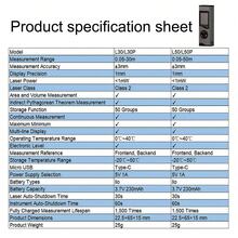30m/50m Mini Digital Laser Distance Meter, Portable Laser Rangefinder With 3mm Accuracy, Rechargeable Aluminum Alloy Multi-Function Measuring Tool - L50P - View 4