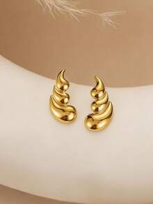 一对多层水滴形耳环，时尚优雅奢华，日常佩戴不锈钢饰品，适合全年日常佩戴，母亲节礼物 - 金色 - 查看 5