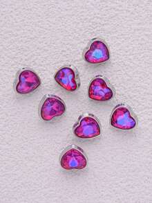 8pcs/Pack Multi-Color Metal Rhinestone Heart Shaped Small Buttons, DIY Fashion Decorative Accessories For Sweater, Coat, Shirt, Jacket, Suit, Scarf, Gift Box, Shoes, Hat, 1.2cm - Multicolor - View 16
