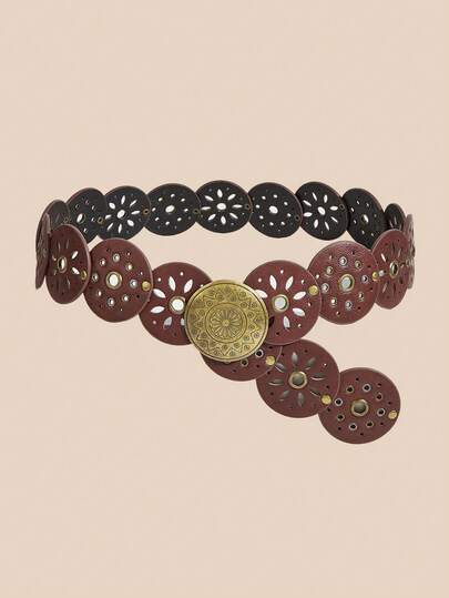 1 chiếc thắt lưng đinh tán rỗng phong cách BOHO, thắt lưng đinh tán ghép mảnh kiểu phương Tây, thắt lưng nữ phong cách Y2K, thắt lưng BOHO, thắt lưng bản to, thắt lưng kiểu phương Tây cho nữ, thắt lưng phong cách Bohemian phương Tây phù hợp với váy, quần jeans, mặc hàng ngày, dự tiệc, đi chơi, dạo phố, hẹn hò, đi học, mua sắm, quà tặng ngày lễ, mùa hè