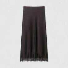 Women's Solid Color Lace Patchwork Casual Versatile Date Night Skirt Black Spring - Gris - Ver 3