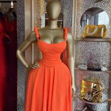 Sweet, Fresh, Pure Color, Elegant And Fashionable Women's Clothing 2026 Temperament, Design Sense, Camisole Top, Irregular Skirt Set - 橘紅色 - 查看 3