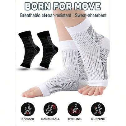 Ankle Compression Socks - Arch Support For Sports, Running, Hiking, Cycling | Comfortable Breathable Foot Sleeves