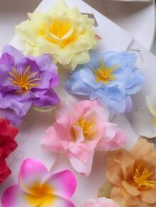 6 piezas Pasadores de pelo con flores de colores aleatorios, accesorios de moda decorativos para el cabello, pasadores de uso diario versátiles - Multicolor - Ver 5