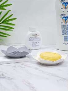 Creative Flower-Shaped Silicone Soap Box, Multi-Color Available Silicone Flexible Tape Measure, No-Hole Storage Rack, Draining Bathroom, Washbasin, Kitchen Soap Box - Multicolor - View 4