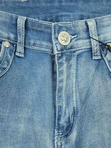 Flattering Flared Denim Pants With Decorative Pockets For A Unique Look. - 中藍 LMKF82014guion1 - 查看 9