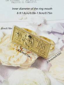 1 chiếc nhẫn đeo ngón tay đôi hình tờ đô la phong cách Hip Hop thời trang, nhẫn đeo ngón tay rỗng, thích hợp cho trang phục hàng ngày của nam giới, tiệc tùng, quà tặng tuyệt vời cho Halloween, Giáng sinh, Phục sinh, bạn trai - Vàng - Xem 13