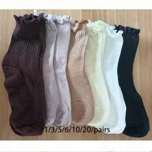 1/3/6 Pairs Japanese Style Cuffed Short Socks, Cute Cat Ear Design Women Socks, Black - Multicolor - View 14