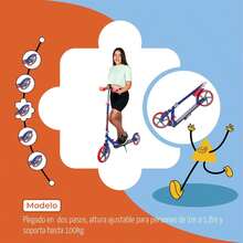 GUEVARA SPORTS Kinene| Scooter Patin del para Jovenes y Adultos, Patín del con Manubrio Ajustable, 2 Ruedas - Rojo y Azul - Ver 10