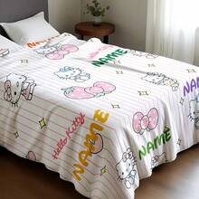 SANRIO 1pc Kuromi Theme Pattern Flannel Blanket, Customizable Name, Style - Suitable For All Seasons, Soft, Perfect For Sofa And Outdoor - Ideal Birthday And Holiday Gift For Family And Friends - Multicolor - View 12