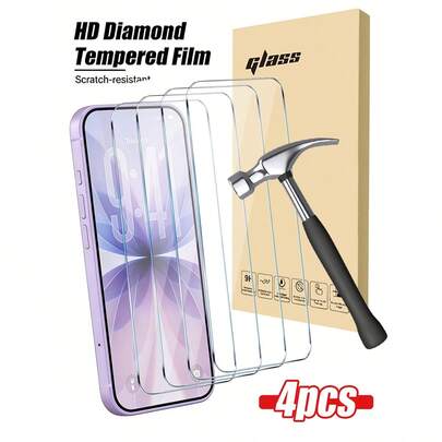 MIGAE 适用于 17、17 Pro、17 Pro Max、17 Air、16、16 Plus、16 Pro、16 Pro Max、15、14、13、12、11 Pro Max、X、XS、XR、Mini、7、8、14 Plus 的 4 片装钢化玻璃屏幕保护膜