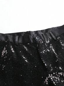 Men's Glamorous Sequin Pants, Suitable For Banquet, Performance, Nightclub - Black - View 4