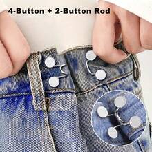 6pcs Adjustable Jeans Buckle Set, Convenient And Quick Storage, Seamless Metal Belt Clip, Suitable For Women'S Pants, Fast Buckle Tight Design, Multi-Functional Silvery Gray Buckle Set - Advanced Fixing Buckle - View 3