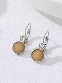 1 Pair Women's Copper Plated White Gold Fashion Minimalist Casual Rhinestone Clip-On Earrings, Suitable For Daily Wear - Silver - View 2