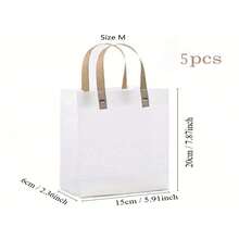 5pcs Gift Bags, Transparent Bottom Tote Bags With Handles, Reusable Wedding Handbags, Shopping Gift Packaging Bags - Multicolor - View 10