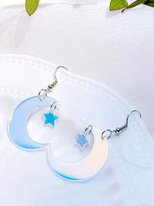 1 Đôi bông tai hình mặt trăng và ngôi sao bằng acrylic, kiểu dáng dễ thương, thích hợp đeo hàng ngày, là món quà sáng tạo dành cho phụ nữ. - Nhiều màu - Xem 4