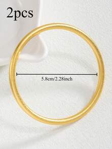 1 pièce Bracelet jonc lisse mat unicolore de 4 mm de diamètre, en ton doré antique. Convient pour superposer et empiler (l'image montre différentes tailles, mais la quantité vendue est de 1 pièce) - Or jaune - Voir 13