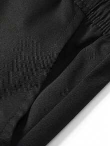 Men's Versatile Fashion Letter Print Zipper Pocket Sports Shorts - Black - View 5