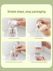 4-In-1 Travel Refillable Bottles - Includes 4 Reusable 30ml Bottles | Leak-Proof Portable Containers For Shampoo, Body Wash, Lotion, Conditioner, Cream And More | Transparent Bottles With Measurement Marks And Labels For Easy Organization And Use; Spill-Proof Design - Essential For Business Trips And Travels - Multicolor - View 7