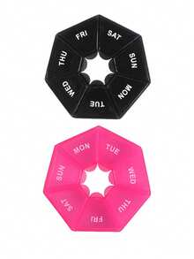 2pcs Mini 7-Grid Storage Box - Portable Weekly Pill Case, Ideal Gift For Elderly And Travelers - Hot Pink - View 25
