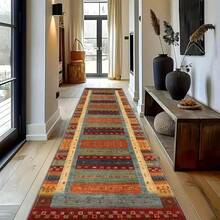 1 pieza Tapete de pasillo de terciopelo con estampado floral bohemio - Suave, antideslizante, lavable de poliéster con un patrón floral vibrante para la entrada, el dormitorio, la cocina, el baño - Fácil de limpiar, decoración del hogar duradera y elegante, alfombras para el baño - 4 - Ver 3