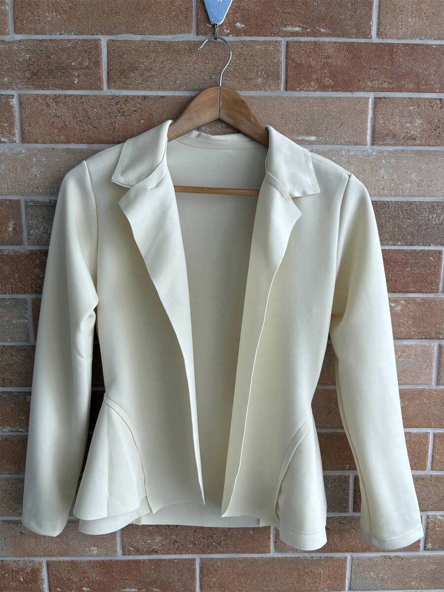 Women's Blazer, Neoprene Jacket, Long Sleeves, Has - Cream - View 1