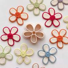 1 pieza Molde cortador de arcilla polimérica con forma de flor, herramienta de fabricación de aretes con tema de amor, para aretes, broches, colgantes, molde de corte de cerámica suave de alta precisión, adecuado para la creación de aretes de arcilla DIY - Albaricoque - Ver 1