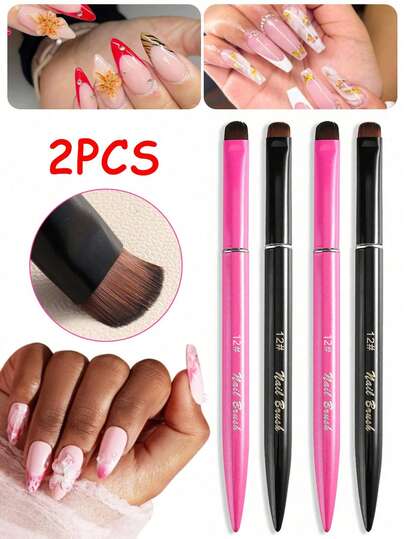 2支装新款金属手柄优雅圆形美甲笔，美甲护理工具，具备法式美甲功能，操作简便（1支装）