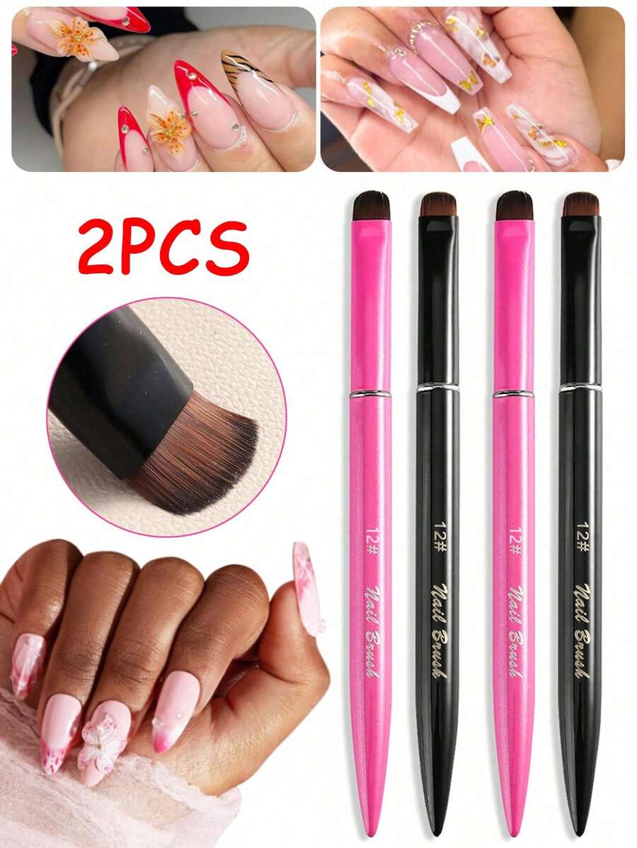 2 chiếc bút vẽ móng tay mới, cán kim loại, thiết kế tròn thanh lịch, dụng cụ chăm sóc móng với chức năng làm móng kiểu Pháp, dễ sử dụng (1 chiếc) - Nhiều màu - Xem 1