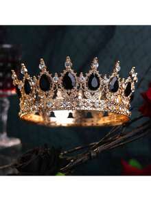 1 pieza Diadema decorativa de lujo con diseño de corona de strass para damas, corona real, accesorio elegante para novia, decoración para eventos, fiestas y festivales - Multicolor - Ver 14