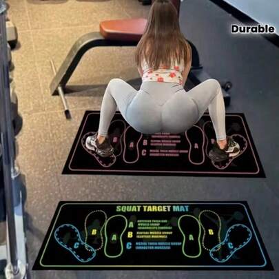 Thảm squat màu đen với chữ trắng, thích hợp cho các bài tập nâng chân, squat sâu và tập cơ bụng - Phụ kiện thể dục, Thảm máy chạy bộ, Máy chạy bộ tại nhà, Thảm tập thể dục, Thảm yoga lớn, Miếng đệm đầu gối yoga, Thảm tập thể dục tại nhà, Thảm yoga, Phụ kiện phòng tập, Thiết kế in, Bề mặt chống trượt, Chất liệu bền, Thích hợp cho người mới bắt đầu tập thể dục