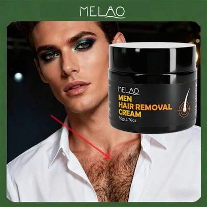  MELAO男士脱毛膏，适用于胸部、背部和身体——快速起效配方，5-8分钟即可见效，滋润柔滑，不刺激皮肤