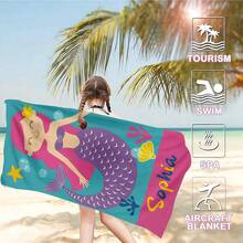 Personalized Children's Beach Towel, Custom Letter Combination And Fun Beach Pattern Design, Exclusive For Children, Girls, Boys, Adults, Quick Drying Custom Towel, Suitable For Beach, Pool, Bathroom, Exclusive Gift - Multicolor - View 5