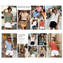 Women's Knit Sweaters Vest Lightweight Spring Cap Sleeve V Neck Tank Tops Summer Going Out Outfits - 棕色 - 查看 9