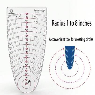 1pc Sewing Cutting Template, Ruler For Radius And Circle Measurement, 1-25cm And 1-8 Inch Dual Units, Quilting, Sewing, Handcraft, Patchwork Measuring Tool