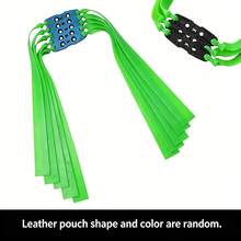 1/5pcs Natural Latex Replacement Elastic Bands, 1.0mm Green Flat Rubber Bands With Leather Fixing Bag, Suitable For Outdoor Entertainment And Exercise - Random Color - View 1