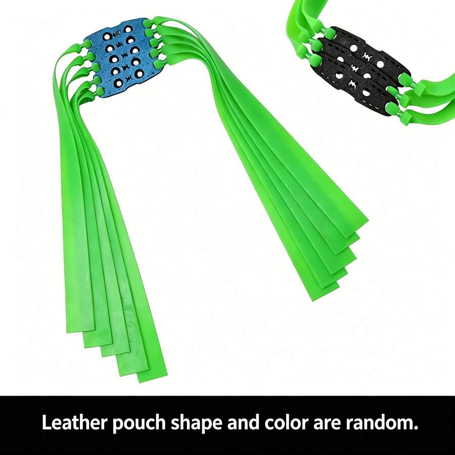 1/5pcs Natural Latex Replacement Elastic Bands, 1.0mm Green Flat Rubber Bands With Leather Fixing Bag, Suitable For Outdoor Entertainment And Exercise - Random Color - View 1