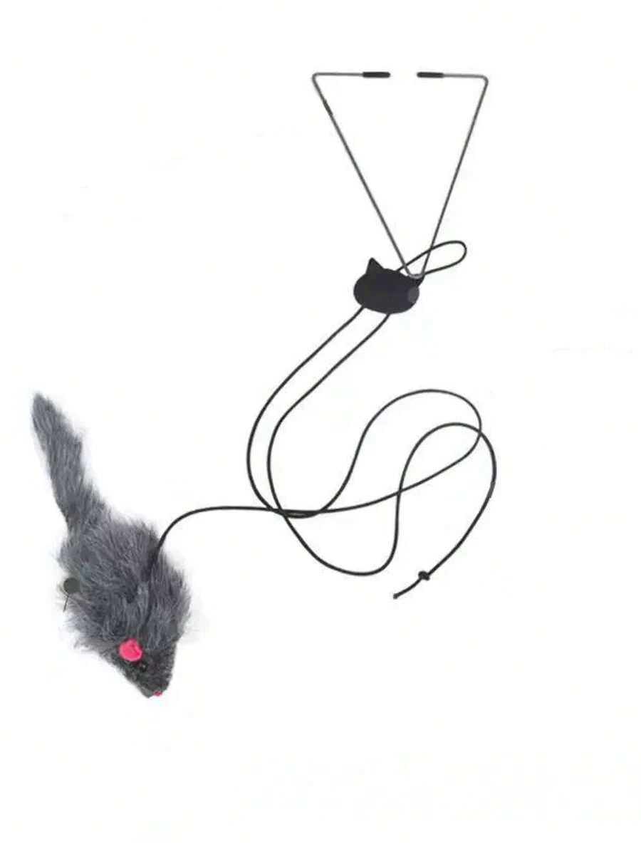 Este diseño de ratón de peluche realista, combinado con cuerdas de alta elasticidad, permite que el ratón se balancee naturalmente cuando el gato se abalanza o salta, replicando perfectamente la sensación dinámica de una presa real, golpeando con precisión el instinto de caza del gato. ¡Es tan adictivo! - Gris - Ver 1