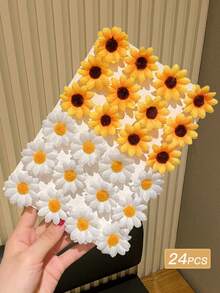 24pcs/Set Cute Sunflower Flower Hair Clips, Suitable For Bangs And Side Use, Perfect For Spring/Summer Beach Vacation, Women Hair Accessories, Women Gift,Festival,Party - Multicolor - View 5