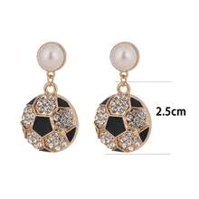 1 Pair European And American Style Fully Rhinestone Sports Theme Alloy Earrings, Football, Basketball, Rugby, Baseball, Softball, Volleyball Earrings - Ball Earrings - View 9